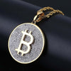 Bling Bitcoin Pendant with Micro Inlaid Zircon Hip Hop Pendant Necklace for Men Women Rapper Hip Hop Jewelry Gift