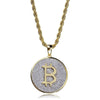 Bling Bitcoin Pendant with Micro Inlaid Zircon Hip Hop Pendant Necklace for Men Women Rapper Hip Hop Jewelry Gift