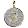 Bling Bitcoin Pendant with Micro Inlaid Zircon Hip Hop Pendant Necklace for Men Women Rapper Hip Hop Jewelry Gift