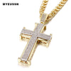 Bling Bling Cross Pendant Iced Out Black/White Crystal Charm Gold color Chain Men Necklace Father's Day Gift Hip Hop Jewelry