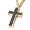 Bling Bling Cross Pendant Iced Out Black/White Crystal Charm Gold color Chain Men Necklace Father's Day Gift Hip Hop Jewelry