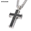 Bling Bling Cross Pendant Iced Out Black/White Crystal Charm Gold color Chain Men Necklace Father's Day Gift Hip Hop Jewelry