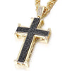 Bling Bling Cross Pendant Iced Out Black/White Crystal Charm Gold color Chain Men Necklace Father's Day Gift Hip Hop Jewelry