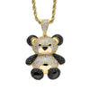 Bling Bling Iced Out Teddy Bear Pendant Pave Full Cubic Zircon Hip Hop Jewelry Panda Necklace For Women Men Gift