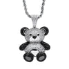 Bling Bling Iced Out Teddy Bear Pendant Pave Full Cubic Zircon Hip Hop Jewelry Panda Necklace For Women Men Gift
