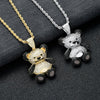 Bling Bling Iced Out Teddy Bear Pendant Pave Full Cubic Zircon Hip Hop Jewelry Panda Necklace For Women Men Gift