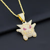 Bling CZ Hip Hop Necklace Cartoon Micro Inlaid Purple Crystal Jewelry Pendant Clothes Jewelry Men's Women's Gift