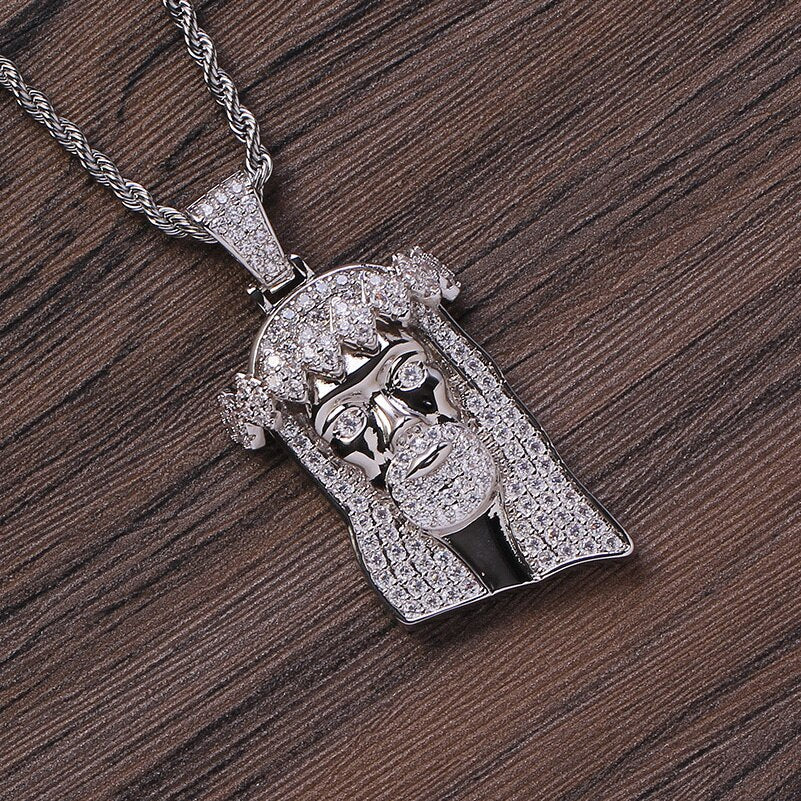 Bling Jesus Corolla Pendant Hip Hop Necklace With Tennis Chain CZ Stone Necklace For Man Women