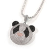 Bling Panda Pendant for Men Women Hip Hop Full Iced Out Cubic Zirconia CZ Stone Cartoon Necklace