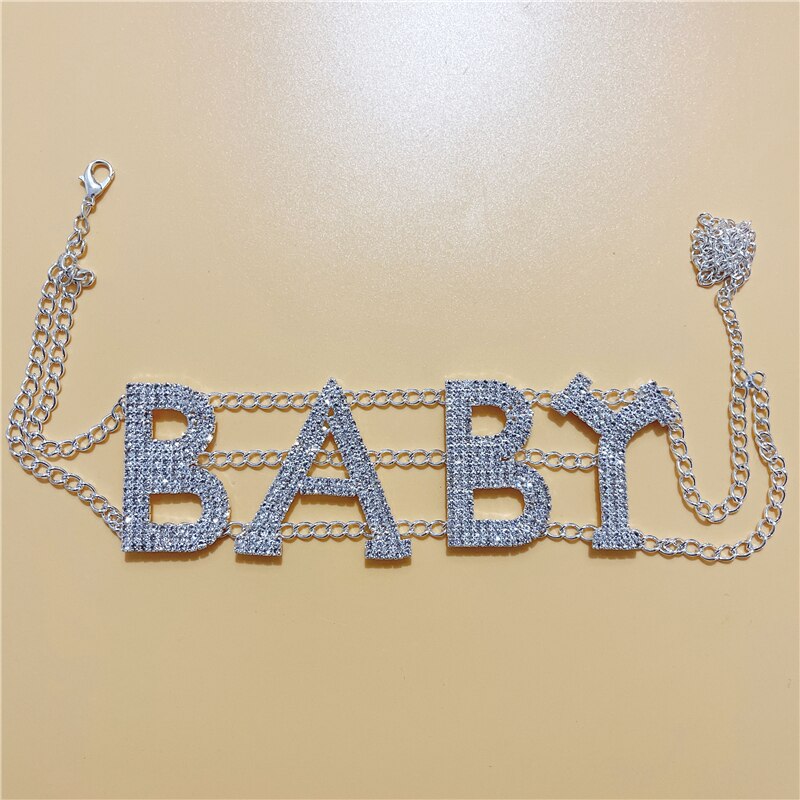 Bling Rhinestone NASTY BABY Letter Necklace  Exquisite Punk Hoop Collar Decoration Accessories Tassel Neck Chain