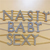 Bling Rhinestone NASTY BABY Letter Necklace  Exquisite Punk Hoop Collar Decoration Accessories Tassel Neck Chain