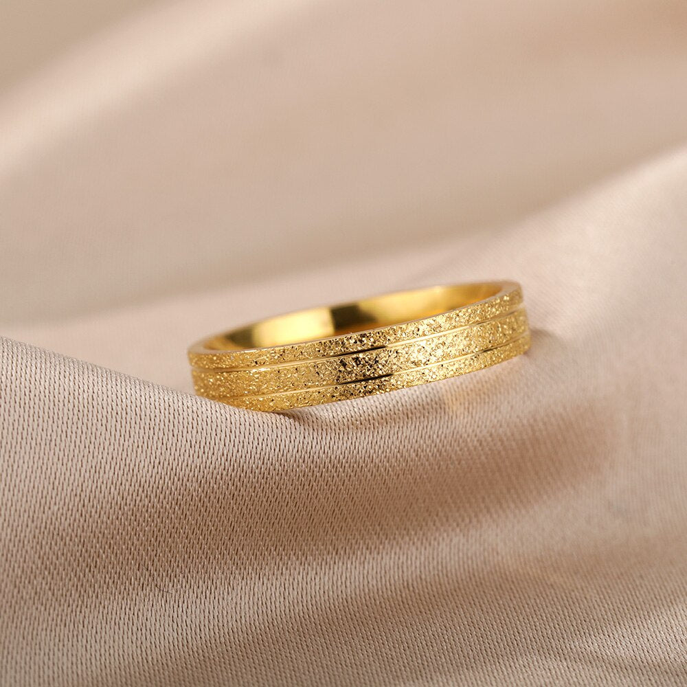 Bling Scrub Finger Ring Stainless Steel Gold Color Couple Rings For Women Wedding Band Engagement Aesthetic Jewerly anillos