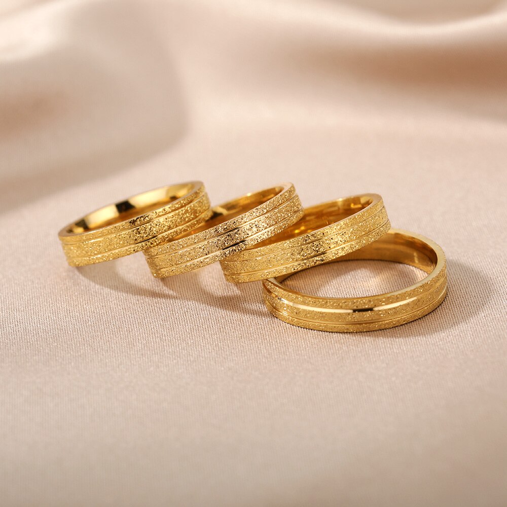 Bling Scrub Finger Ring Stainless Steel Gold Color Couple Rings For Women Wedding Band Engagement Aesthetic Jewerly anillos