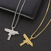 Bling Uzi Gun Long Chain Pendant Necklace Women Men Hip Hop Jewelry Rhinestone Tennis Chain Necklaces Gun Shape Gfits