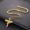 Bling Uzi Gun Long Chain Pendant Necklace Women Men Hip Hop Jewelry Rhinestone Tennis Chain Necklaces Gun Shape Gfits