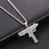 Bling Uzi Gun Long Chain Pendant Necklace Women Men Hip Hop Jewelry Rhinestone Tennis Chain Necklaces Gun Shape Gfits