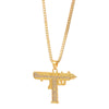 Bling Uzi Gun Long Chain Pendant Necklace Women Men Hip Hop Jewelry Rhinestone Tennis Chain Necklaces Gun Shape Gfits