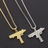 Bling Uzi Gun Long Chain Pendant Necklace Women Men Hip Hop Jewelry Rhinestone Tennis Chain Necklaces Gun Shape Gfits