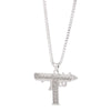 Bling Uzi Gun Long Chain Pendant Necklace Women Men Hip Hop Jewelry Rhinestone Tennis Chain Necklaces Gun Shape Gfits