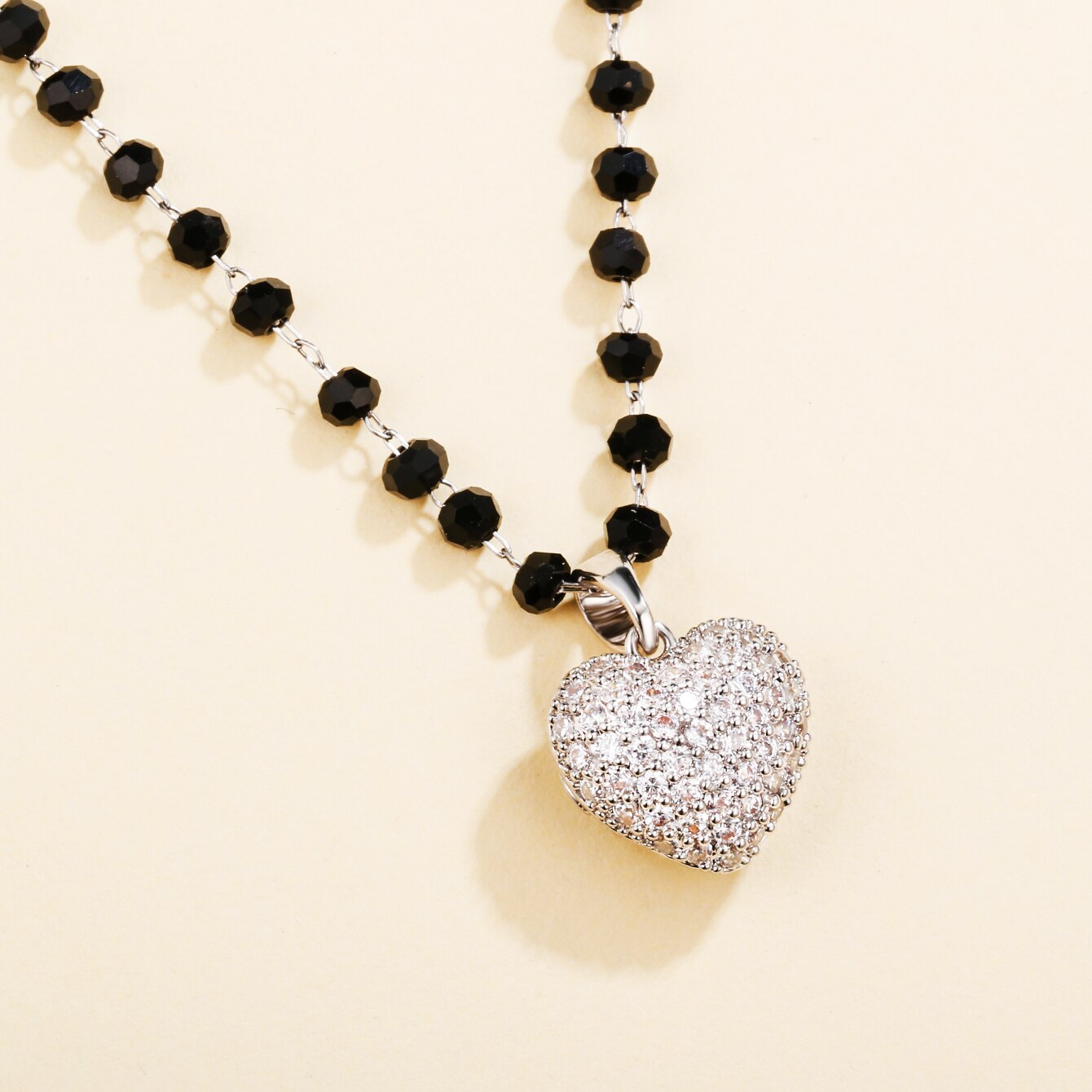 Bling Zirconia Love Heart Pendant Necklace for Women Kpop Gold Color Choker Beaded Chain Necklace Bridal Jewelry Gift 2022