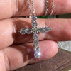 Bling Zirocn Stone Silver Color Cross Pendant Long Chain Necklace for Women Jewelry 2022 GIft