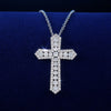 Bling Zirocn Stone Silver Color Cross Pendant Long Chain Necklace for Women Jewelry 2022 GIft