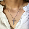 Bling Zirocn Stone Silver Color Cross Pendant Long Chain Necklace for Women Jewelry 2022 GIft