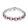 Blossoms 9.50ct Natural Red Garnet Sterling Silver Spring Flower Bracelet