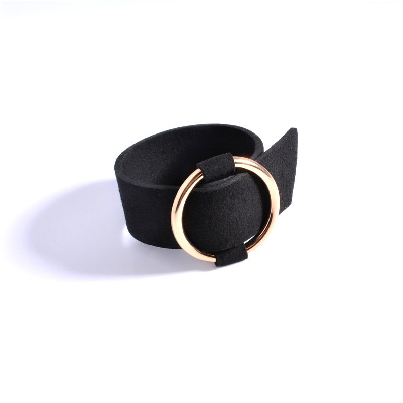 Bohemia Punk Black Bracelets Big Round Leather Bangle Bracelet Wristband Metal For Woman Party Gift Wholesale BA-132