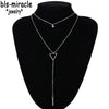 Bls-miracle Simple Street Geometry Geometric Hollow Triangle Metal Pendant Necklace Jewelry Girl Gift  N-017