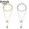 Bls-miracle Vintage Pillow ID Carved Item Jewelry Simple Multilayer Long Pendant Necklace Girl Gift N-019