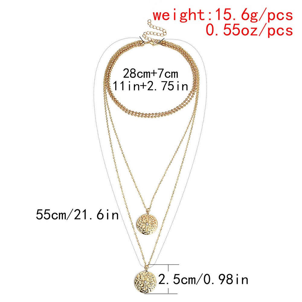 Bls-miracle Vintage Pillow ID Carved Item Jewelry Simple Multilayer Long Pendant Necklace Girl Gift N-019