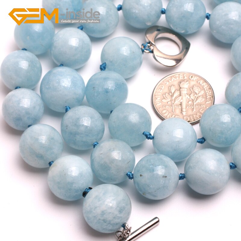 Blue Aquamarin e Necklace Natural Stone Necklace Birthstone Of March Lucky Stone For Libra, Sagittarius And Scorpio Gift