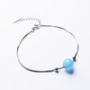 Blue Chalcedony Natural Stone Bracelet Women Silver 925 Beads Bracelet Femme Natural Crystal Bead Bracelet Women