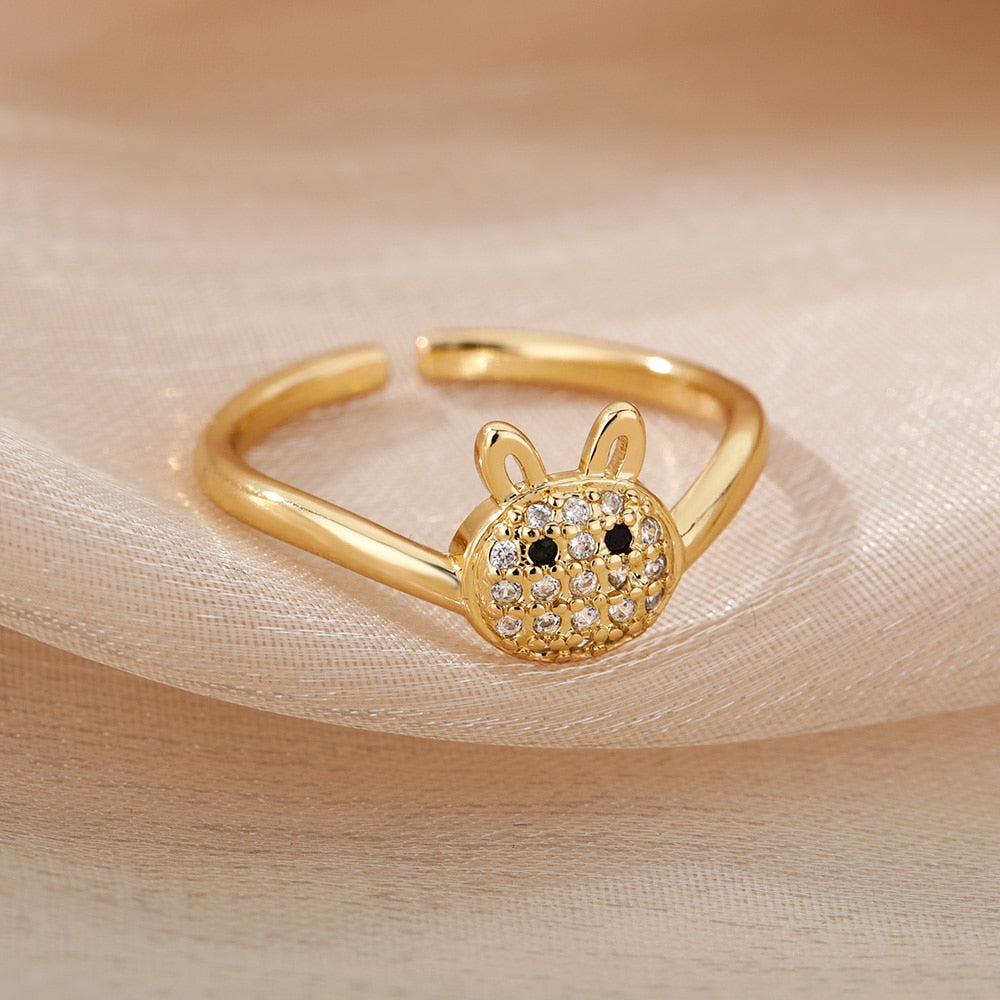 Blue Crystal Evil Eye Rings For Women Adjustable Stainless Steel Open Finger Ring Vintage Lucky Boho Jewelry Gift bague femme