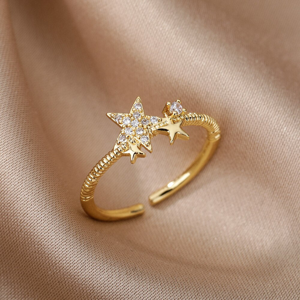 Blue Crystal Evil Eye Rings For Women Adjustable Stainless Steel Open Finger Ring Vintage Lucky Boho Jewelry Gift bague femme