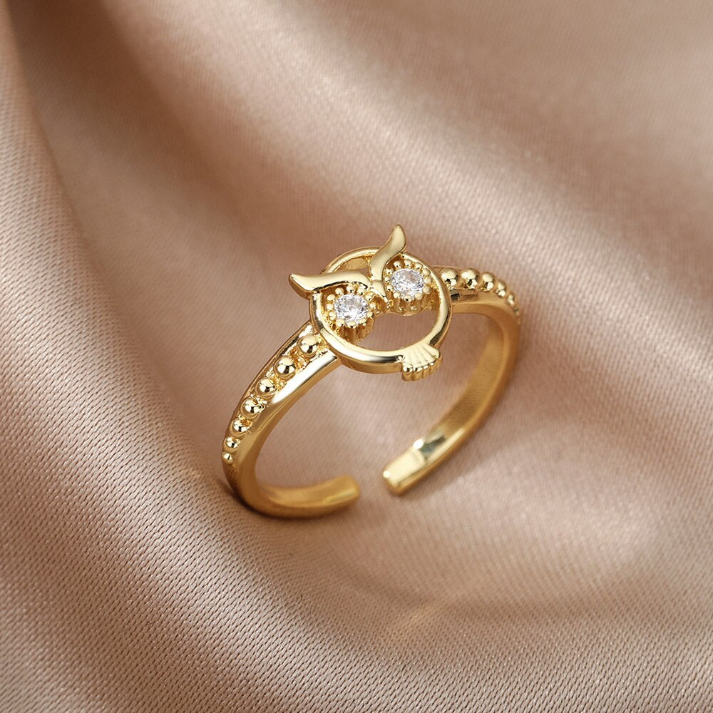 Blue Crystal Evil Eye Rings For Women Adjustable Stainless Steel Open Finger Ring Vintage Lucky Boho Jewelry Gift bague femme