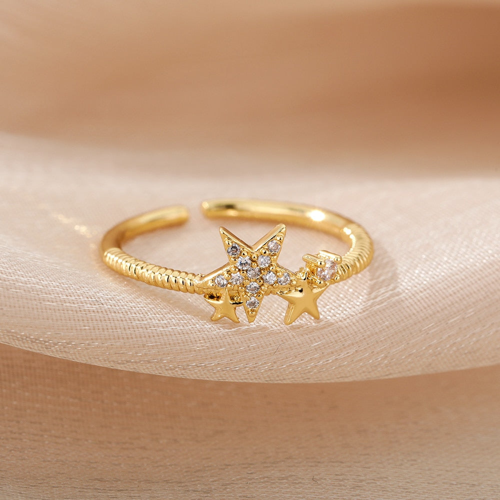 Blue Crystal Evil Eye Rings For Women Adjustable Stainless Steel Open Finger Ring Vintage Lucky Boho Jewelry Gift bague femme