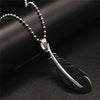Blue Feather Design Stainless Steel Long Vintage Black Men Necklaces Pendant Necklaces For Women Female Male Jewelry