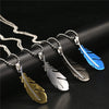 Blue Feather Design Stainless Steel Long Vintage Black Men Necklaces Pendant Necklaces For Women Female Male Jewelry