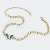 Blue Glass Pave Zircon Jewelry Leaves Chain Chunky Butterfly Necklace for Women