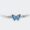Blue Glass Pave Zircon Jewelry Leaves Chain Chunky Butterfly Necklace for Women