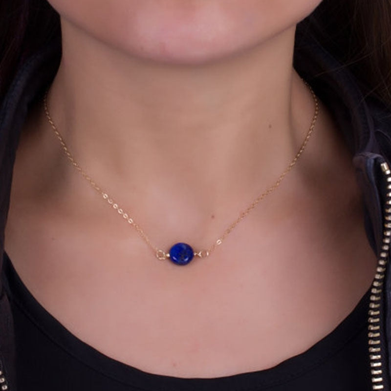 Blue Lapis necklace  Lapis Lazuli necklace  Gold Filled necklace