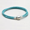 Blue Leather Bracelets 100% 925 Authentic Sterling Silver Fine Jewelry