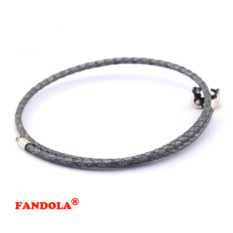 Blue Leather Bracelets 925 Sterling Silver Jewelry