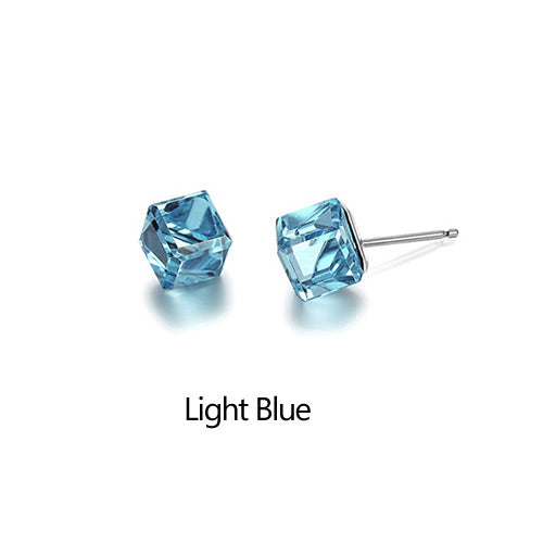 Blue/Light Pink/Light Blue Crystal 925 Sterling Silver Stud Earrings for Women Party Ear Fine Jewelry Y26067
