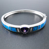 Blue Opal Bangle Women Bracelets 925 Sterling Silver Jewelry with Amethyst Color Stone about 50X60 MM inside Size YB00040 27.5g