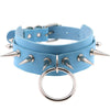 Blue PU Leather Choker Necklaces Jewelry for Cool Girl Stainless Steel Rivet Collar Party Club Trendy Clothing Accessories 2021
