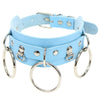 Blue PU Leather Choker Necklaces Jewelry for Cool Girl Stainless Steel Rivet Collar Party Club Trendy Clothing Accessories 2021