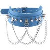 Blue PU Leather Choker Necklaces Jewelry for Cool Girl Stainless Steel Rivet Collar Party Club Trendy Clothing Accessories 2021